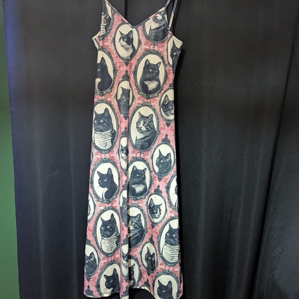 Cat Print Maxi Dress